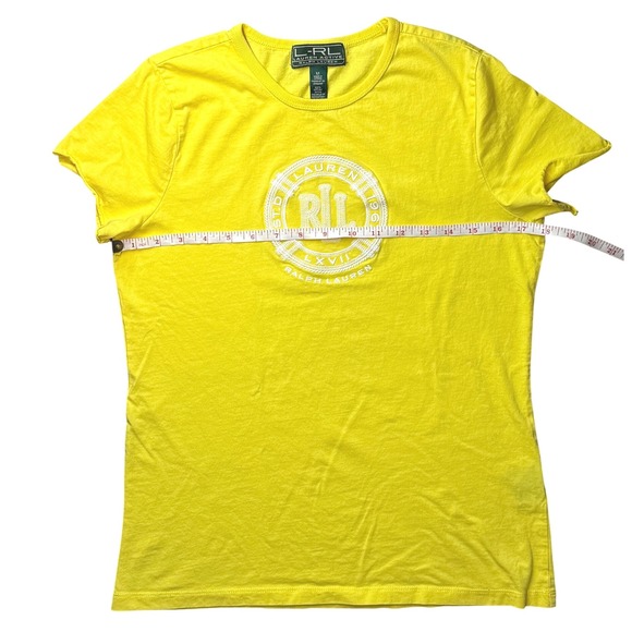 Lauren Ralph Lauren Active Yellow Embroidered Logo Tee M Sleeves Cut Off - Picture 4 of 8